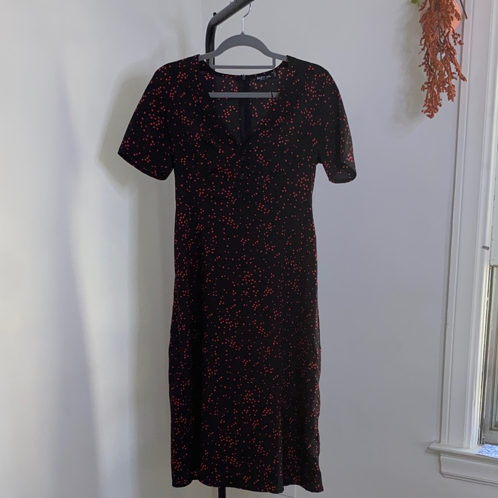 Nasty Gal Black Dress with Red Speckles